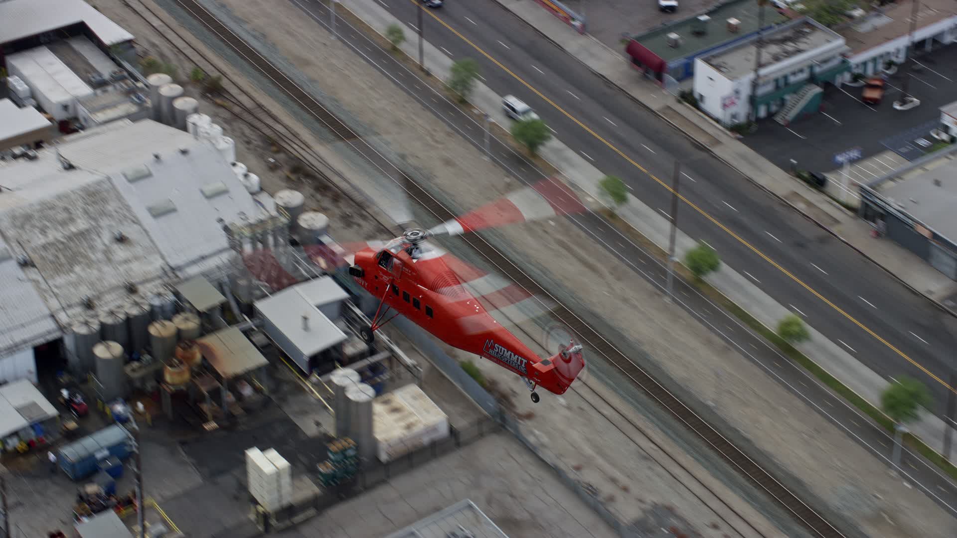7.6K stock footage aerial video tracking a Sikorsky S58T flying over ...