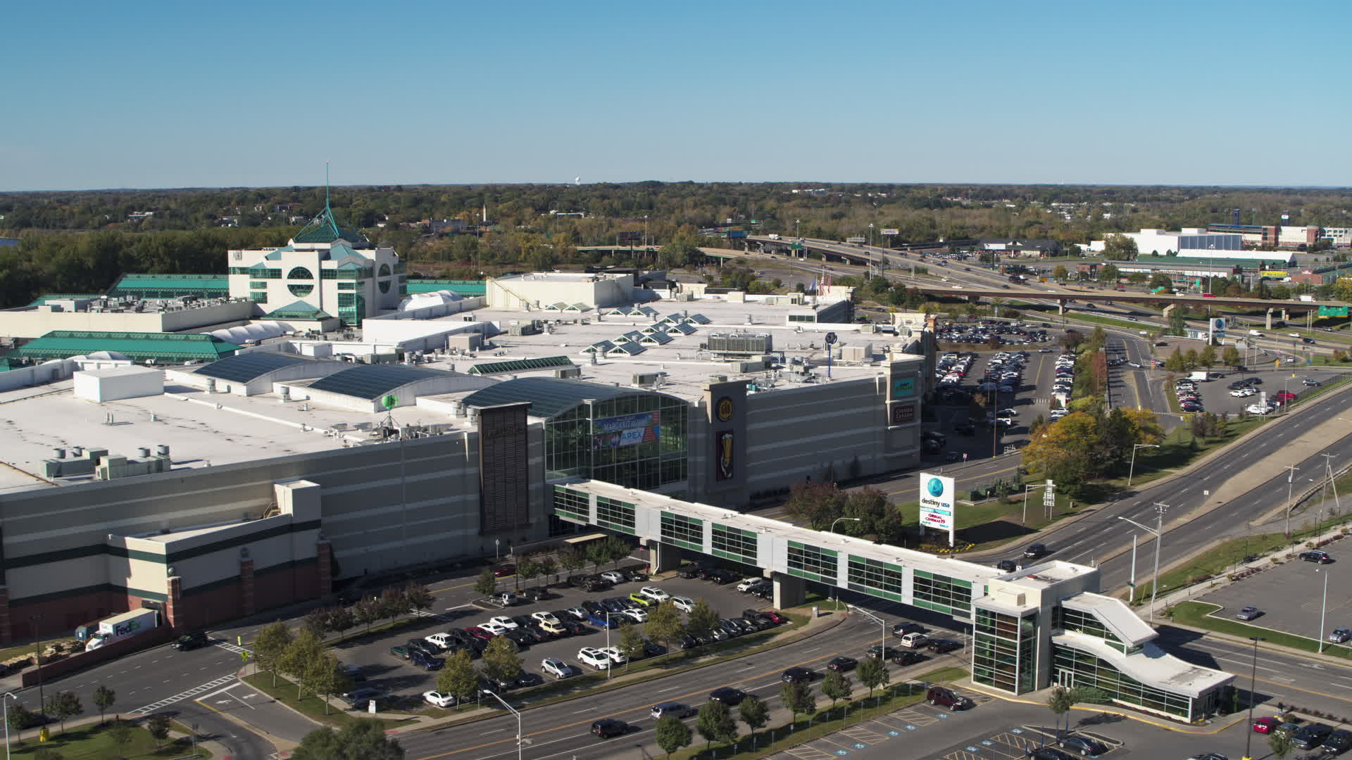 5 7K Stock Footage Aerial Video Of An Orbit Of The Destiny USA Shopping