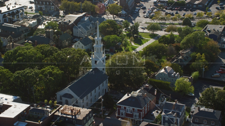 Trinity Church and a quiet neighborhood, Newport, Rhode Island Aerial Stock Photo AX144_237.0000000 | Axiom Images