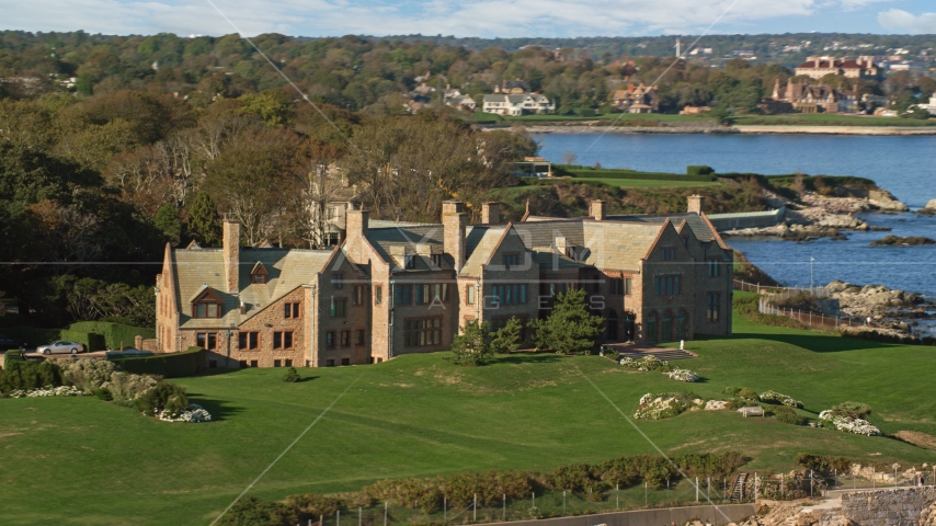 A view of Rough Point, an oceanfront mansion in Newport, Rhode Island Aerial Stock Photo AX144_253.0000225 | Axiom Images